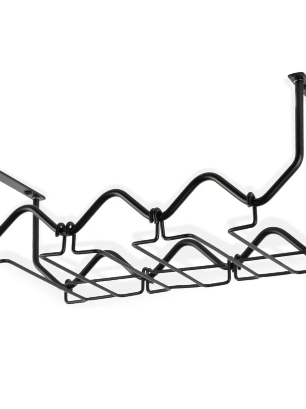 Set of 2 Under Cabinet Black Metal Wine Rack Holder 8 Bottle 12 Glass Stemware